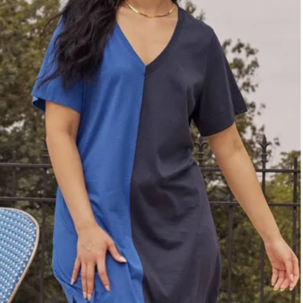 Summersault Two-Tone V-Neck Dress